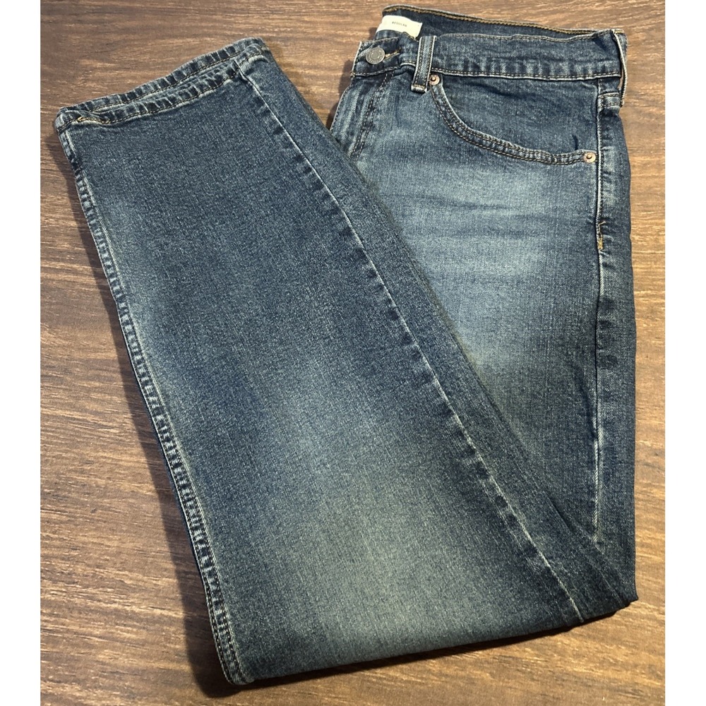 Levis Strauss Signature Regular Straight Leg Blue Jeans Mens 34x30 Stretch